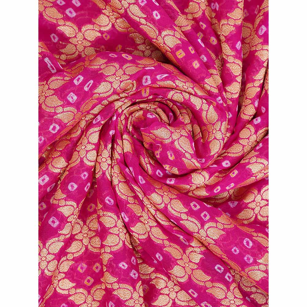 Dress & Dazzle Pink Khadi Georgette Saree with Unstitched Blouse