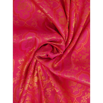Dress & Dazzle Pink Jacquard Silk Saree with Unstitched Blouse
