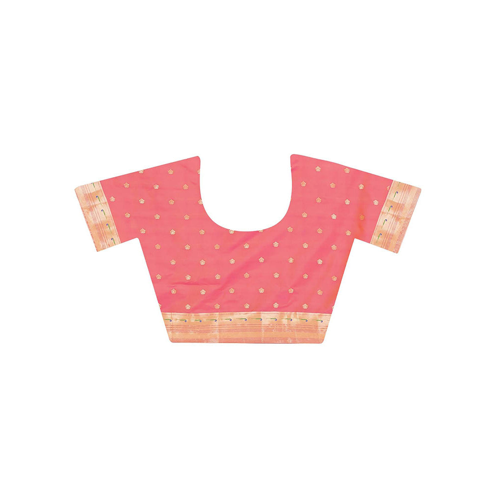 Dress & Dazzle Blush Pink Paithani Silk Saree with Unstitched Blouse