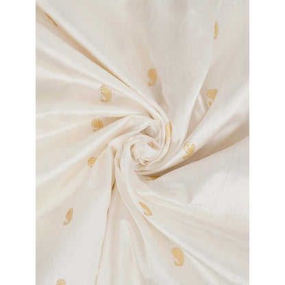 Dress & Dazzle Ivory Cream Katan Silk Saree with Unstitched Blouse