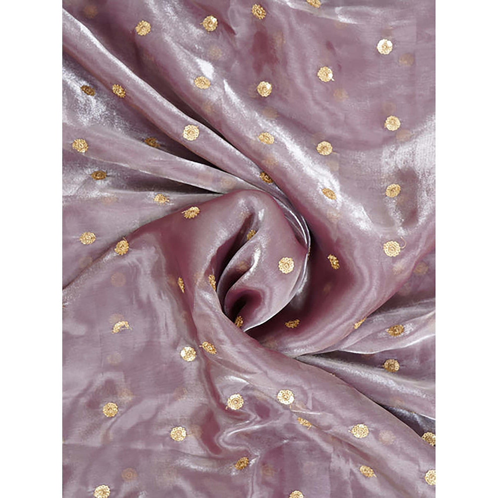 Dress & Dazzle Mauve Tissue Saree With Unstitched Blouse