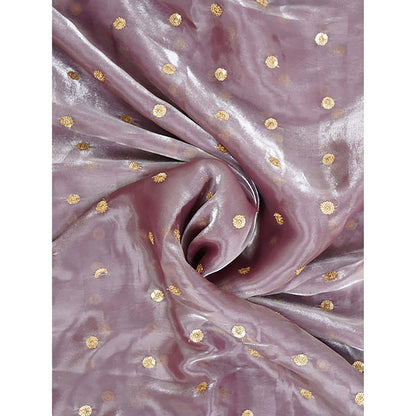 Dress & Dazzle Mauve Tissue Saree With Unstitched Blouse
