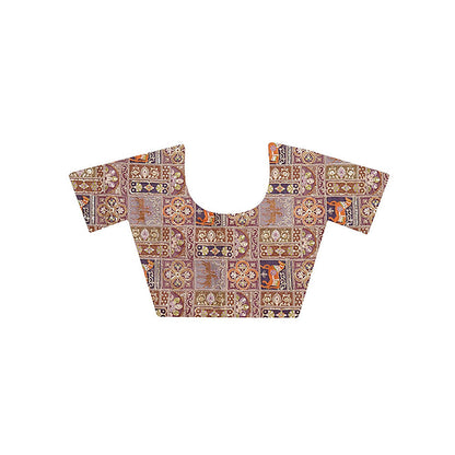 Dress & Dazzle Mauve Tissue Saree With Unstitched Blouse
