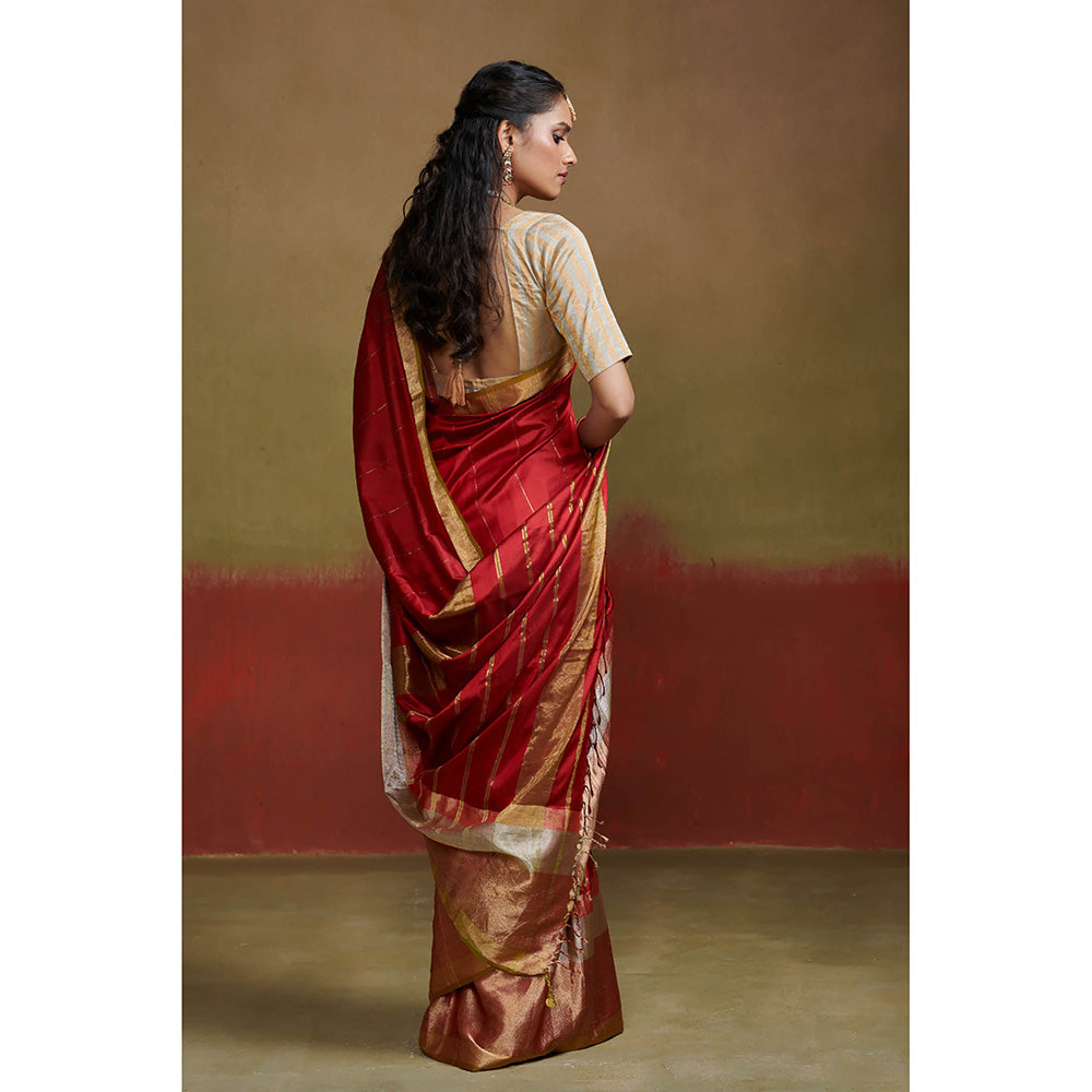 Dressfolk Handwoven Golden and Silver Stripe Stitched Blouse