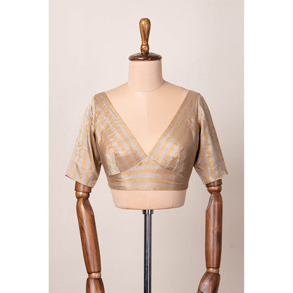 Dressfolk Handwoven Golden and Silver Stripe Stitched Blouse