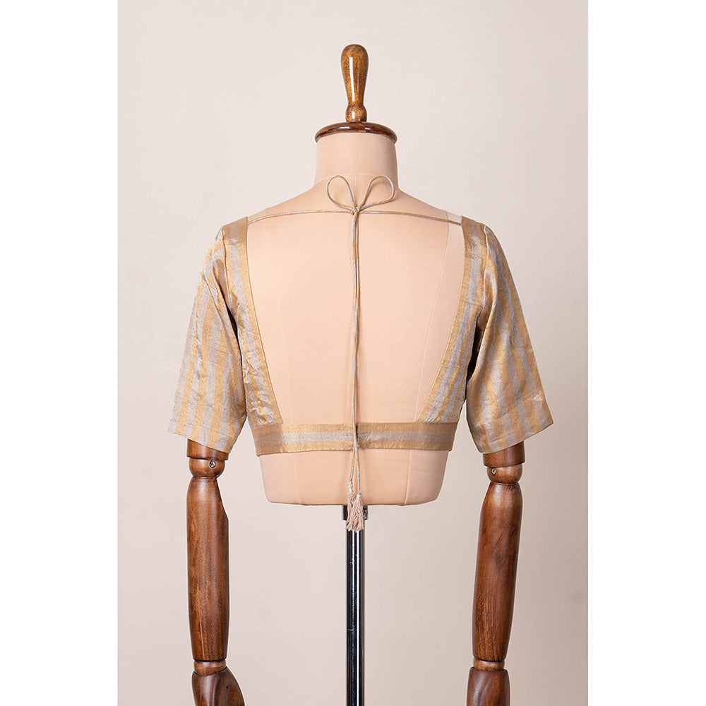 Dressfolk Handwoven Golden and Silver Stripe Stitched Blouse