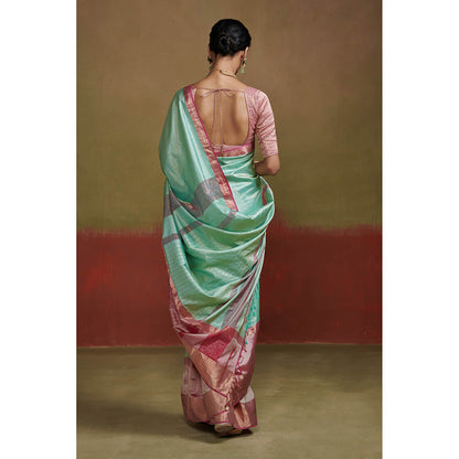 Dressfolk Powder Pink Handloom Silk Stitched Blouse