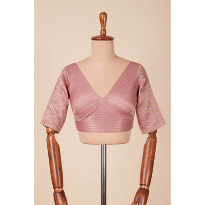 Dressfolk Powder Pink Handloom Silk Stitched Blouse