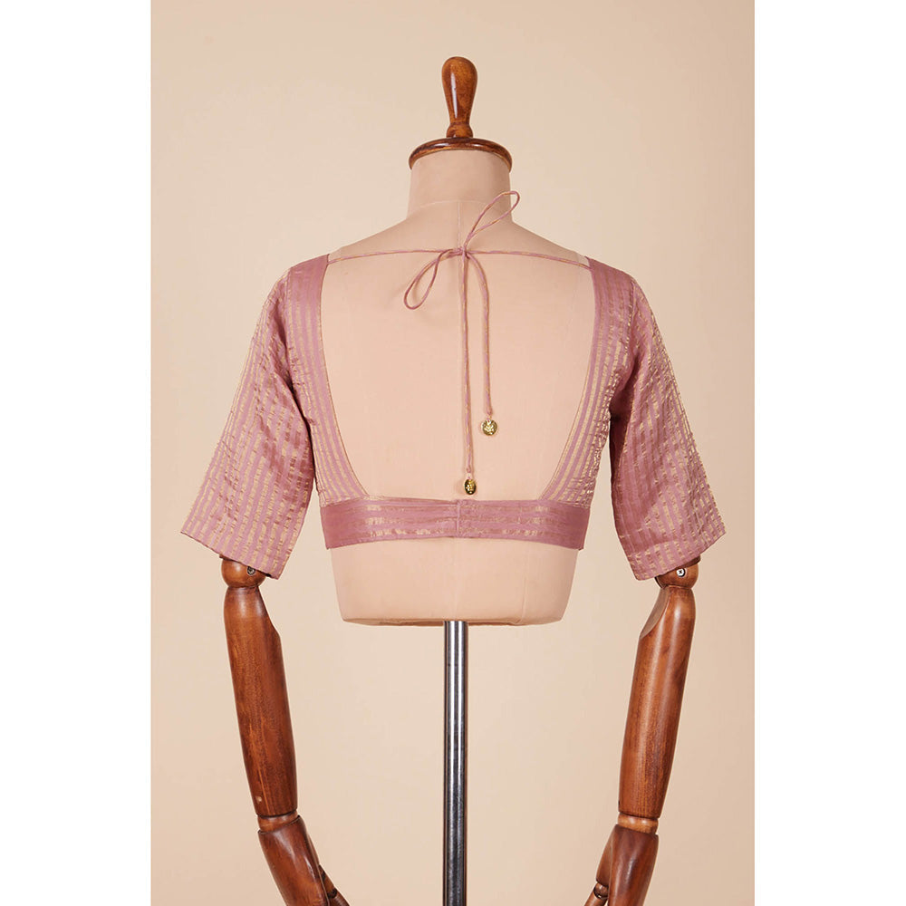 Dressfolk Powder Pink Handloom Silk Stitched Blouse