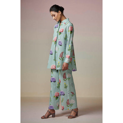 Dressfolk Teal Blue Linen-Cotton Shirt and Pant (Set of 2)