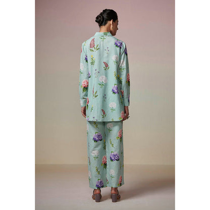 Dressfolk Teal Blue Linen-Cotton Shirt and Pant (Set of 2)