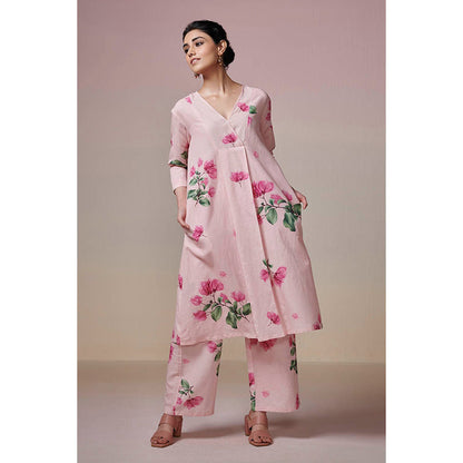 Dressfolk Pink Bougainvillea Linen-Cotton Kurta and Pant (Set of 2)