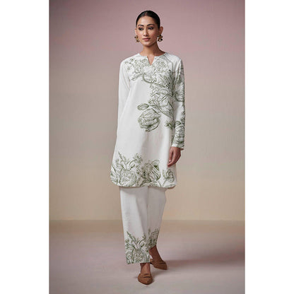 Dressfolk Ivory Linen- Cotton Kurta and Pant (Set of 2)