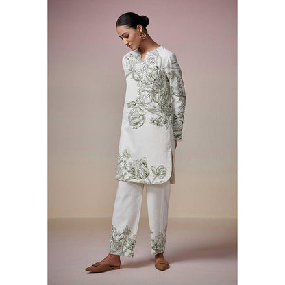 Dressfolk Ivory Linen- Cotton Kurta and Pant (Set of 2)