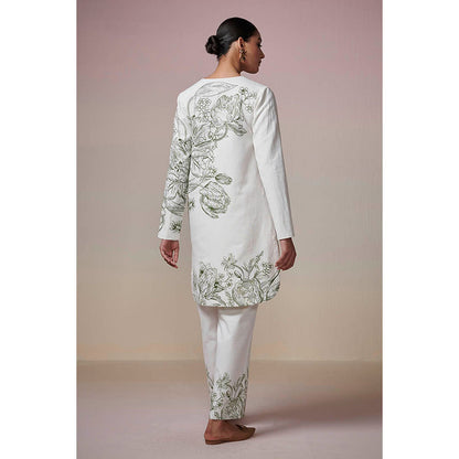 Dressfolk Ivory Linen- Cotton Kurta and Pant (Set of 2)