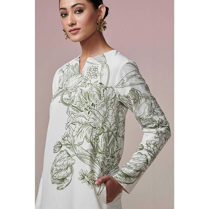 Dressfolk Ivory Linen- Cotton Kurta and Pant (Set of 2)