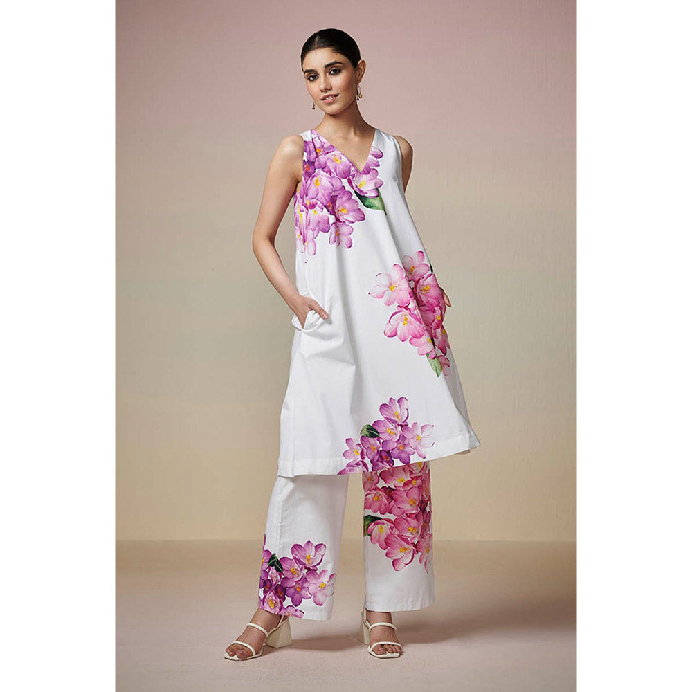 Dressfolk White Floral Cotton Co-Ord (Set of 2)