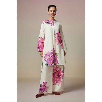Dressfolk Ivory Floral Linen- Cotton Co-Ord (Set of 2)