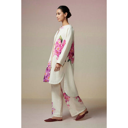 Dressfolk Ivory Floral Linen- Cotton Co-Ord (Set of 2)