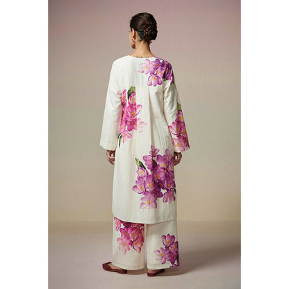 Dressfolk Ivory Floral Linen- Cotton Co-Ord (Set of 2)