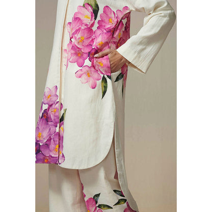 Dressfolk Ivory Floral Linen- Cotton Co-Ord (Set of 2)