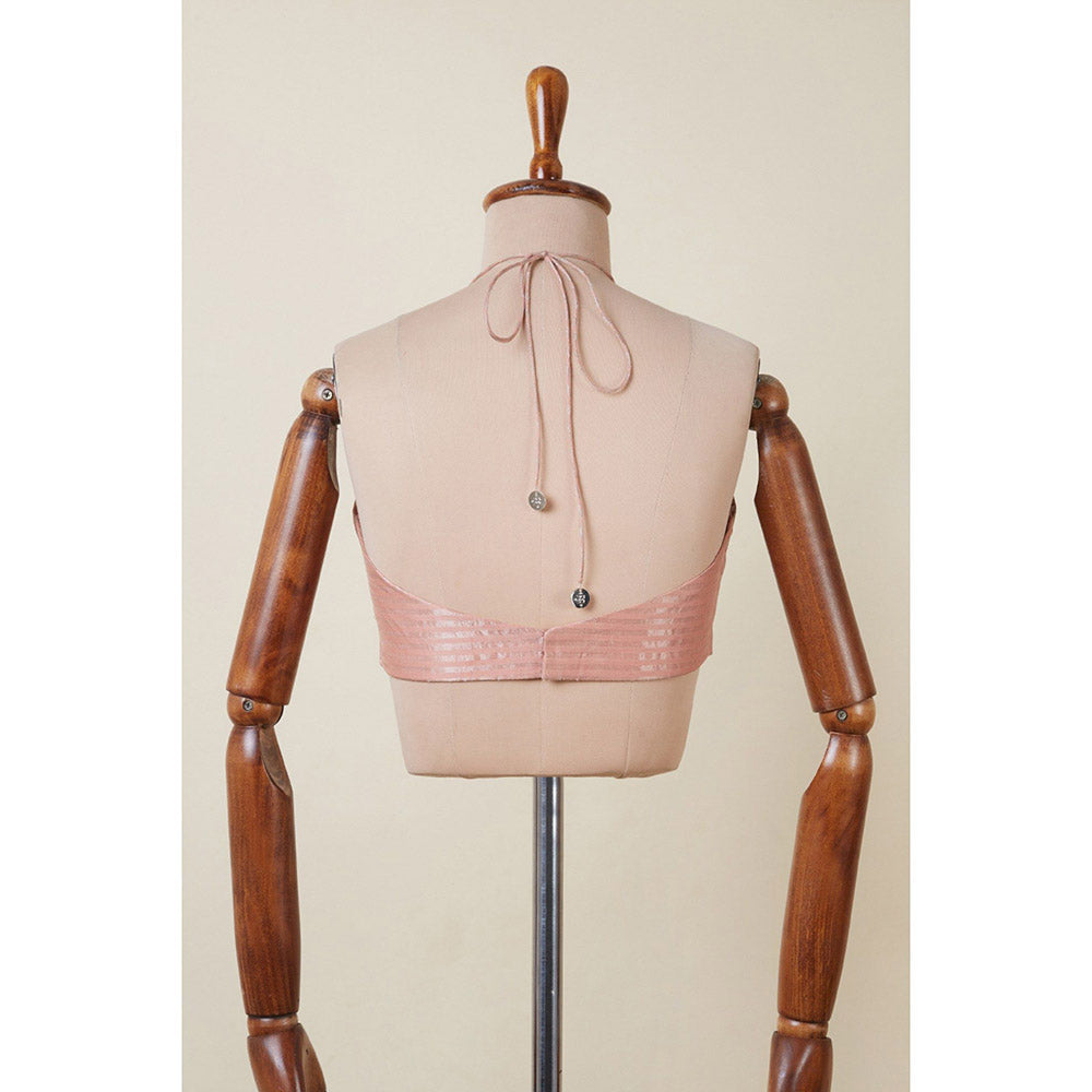 Dressfolk Peach Stripes Chahat Stitched Blouse