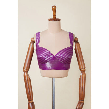 Dressfolk Purple Stripes Hina Stitched Blouse