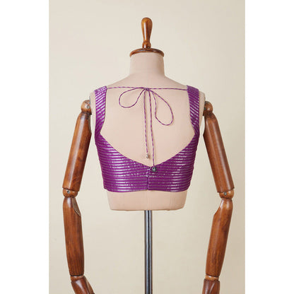 Dressfolk Purple Stripes Hina Stitched Blouse
