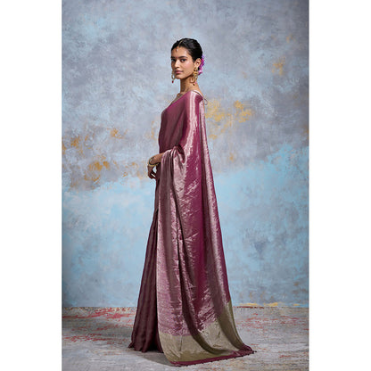 Dressfolk Handloom Purple Tissue Saree with Unstitched Blouse