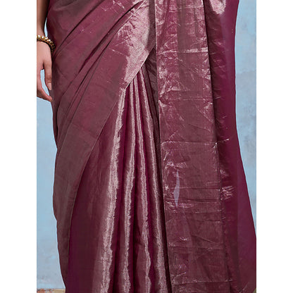 Dressfolk Handloom Purple Tissue Saree with Unstitched Blouse