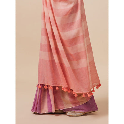 Dressfolk Handwoven Pure Cotton Multi-Color Saree With Unstitched Blouse