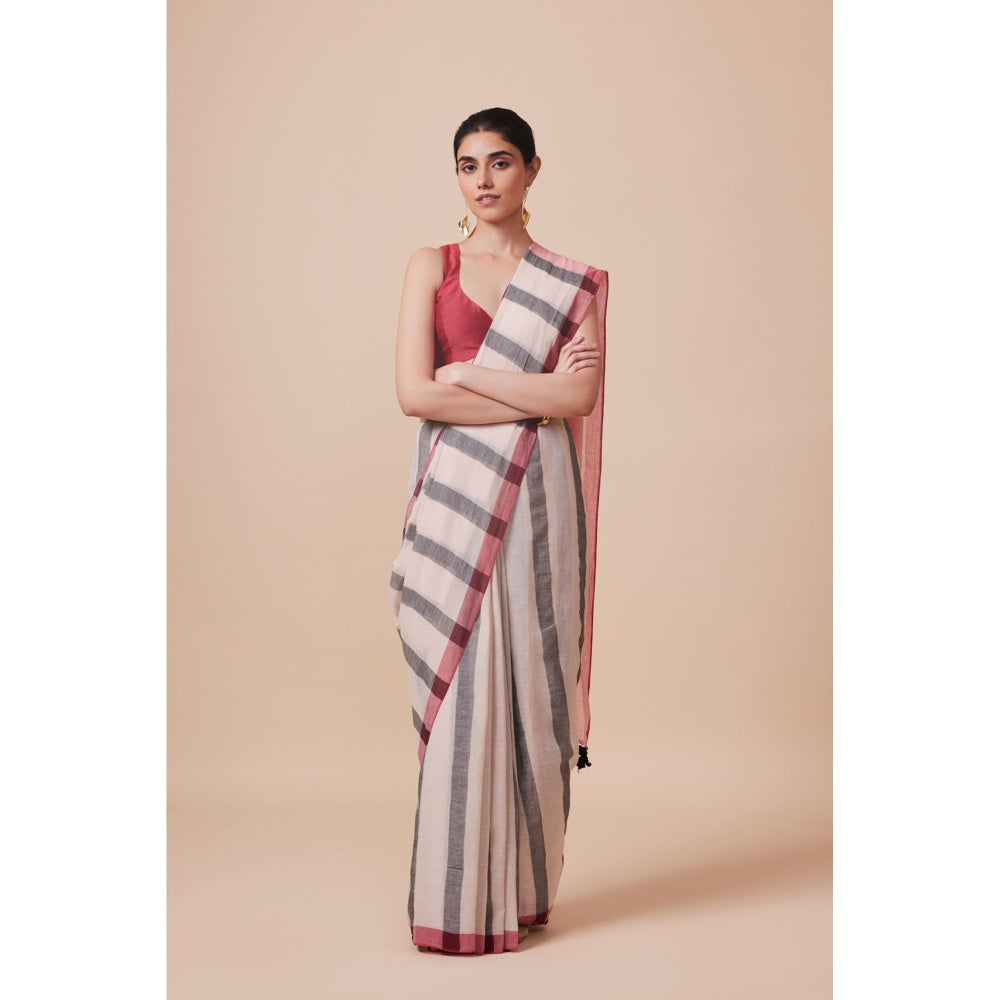 Dressfolk Handwoven Pure Cotton Multi-Color Saree With Unstitched Blouse