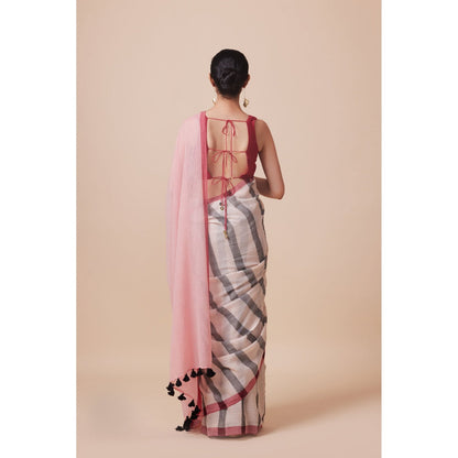 Dressfolk Handwoven Pure Cotton Multi-Color Saree With Unstitched Blouse