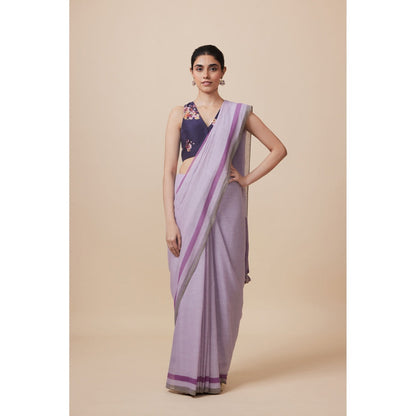 Dressfolk Handwoven Pure Cotton Lavender Saree With Unstitched Blouse