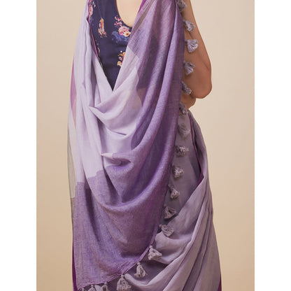 Dressfolk Handwoven Pure Cotton Lavender Saree With Unstitched Blouse