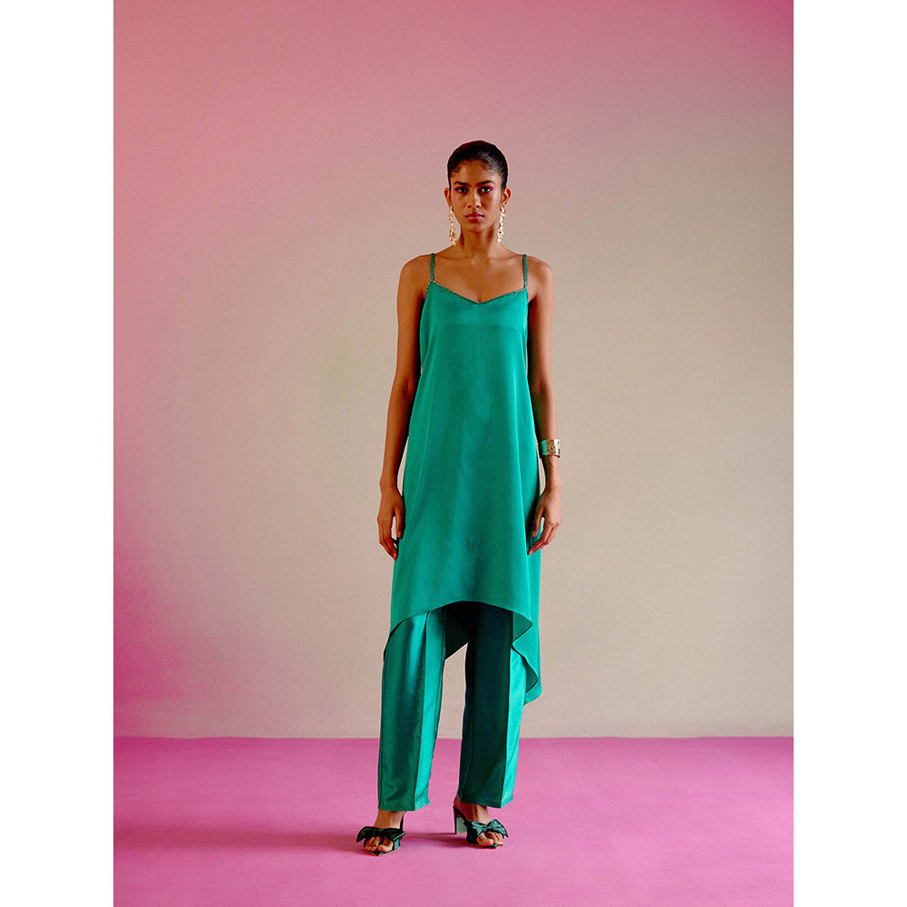 DRISHTI CHHABRAA Emerald Green Strappy Co-ord (Set of 2)