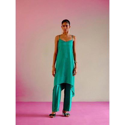 DRISHTI CHHABRAA Emerald Green Strappy Co-ord (Set of 2)