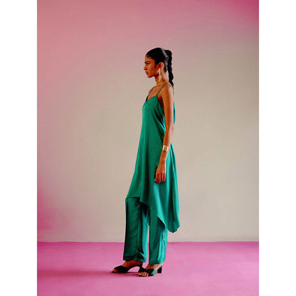 DRISHTI CHHABRAA Emerald Green Strappy Co-ord (Set of 2)
