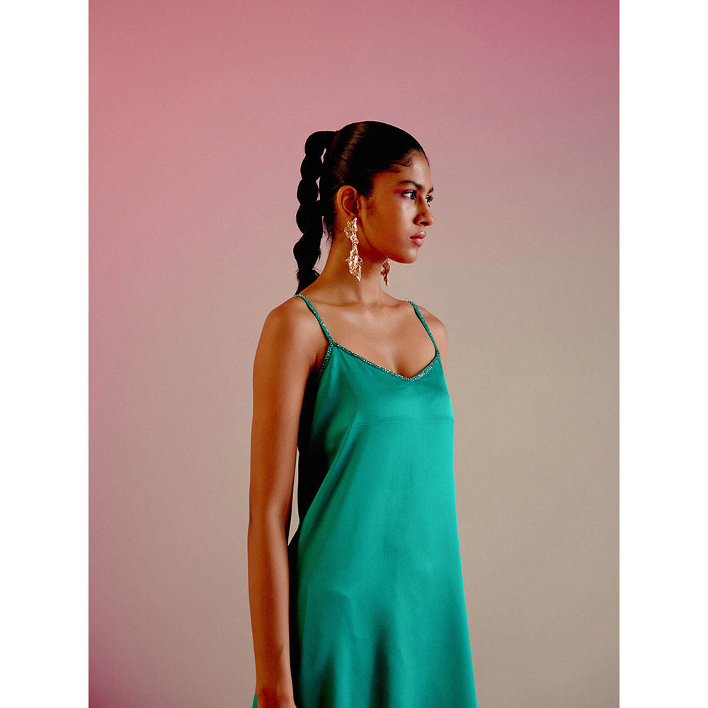 DRISHTI CHHABRAA Emerald Green Strappy Co-ord (Set of 2)