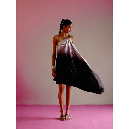 DRISHTI CHHABRAA Black Ombre Rhinestone Strap Dress