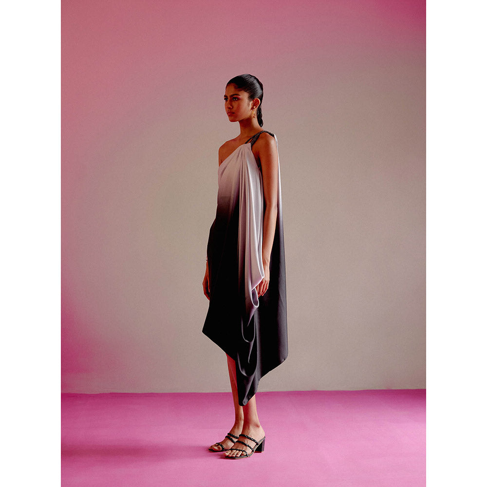 DRISHTI CHHABRAA Black Ombre Rhinestone Strap Dress