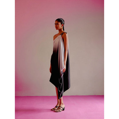 DRISHTI CHHABRAA Black Ombre Rhinestone Strap Dress