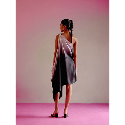 DRISHTI CHHABRAA Black Ombre Rhinestone Strap Dress