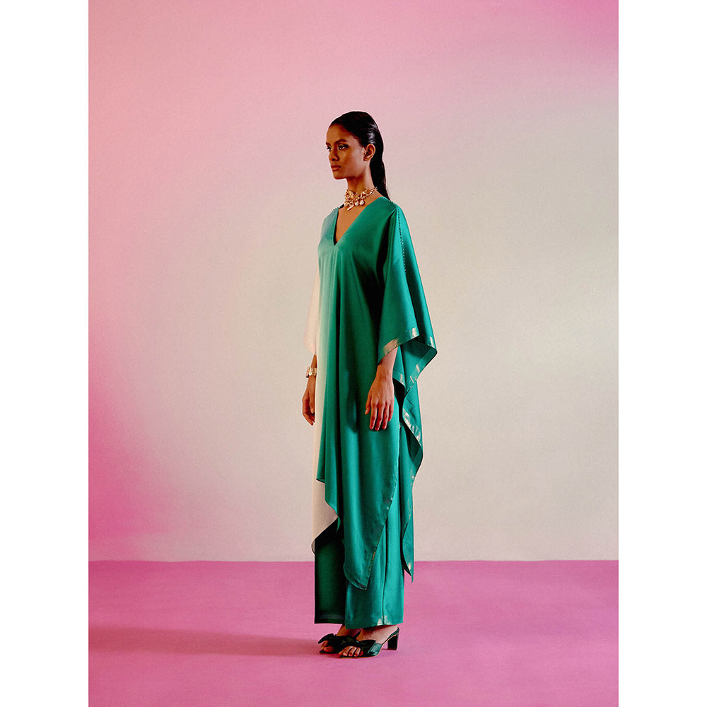 DRISHTI CHHABRAA Emerald Green Ombre Kaftan (Set of 2)