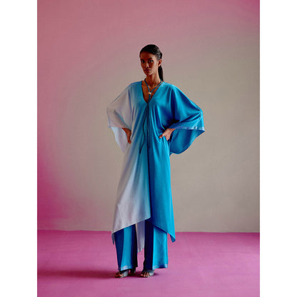 DRISHTI CHHABRAA Deep Blue Ombre Kaftan (Set of 2)