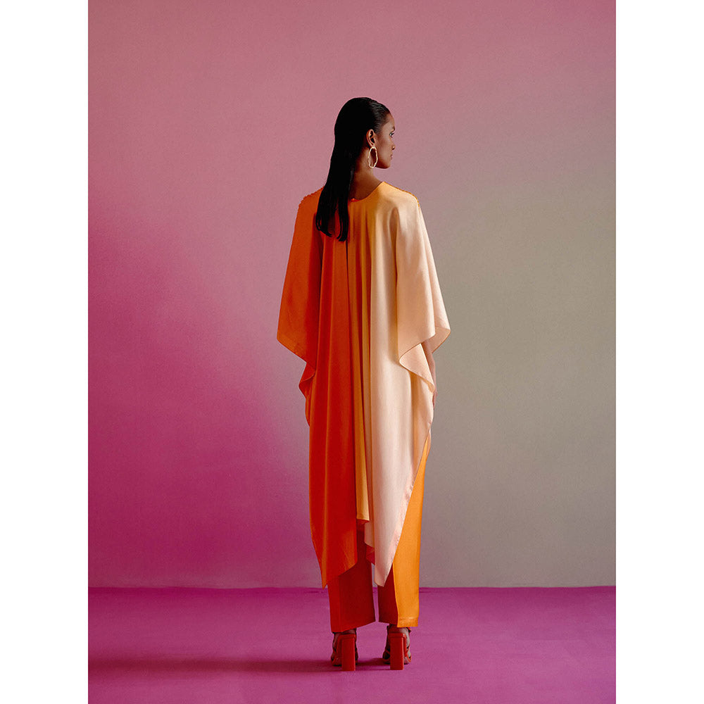 DRISHTI CHHABRAA Sunset Orange Ombre Kaftan (Set of 2)