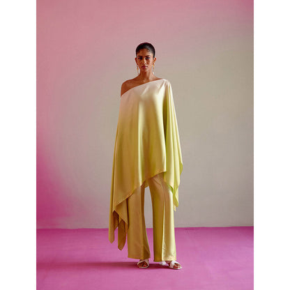 DRISHTI CHHABRAA Lime Ombre Flowy Co-ord (Set of 2)