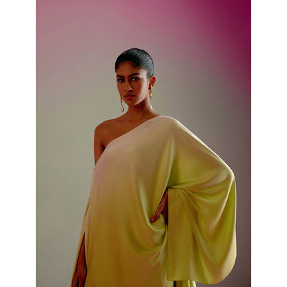 DRISHTI CHHABRAA Lime Ombre Flowy Co-ord (Set of 2)