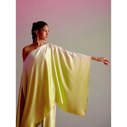 DRISHTI CHHABRAA Lime Ombre Flowy Co-ord (Set of 2)