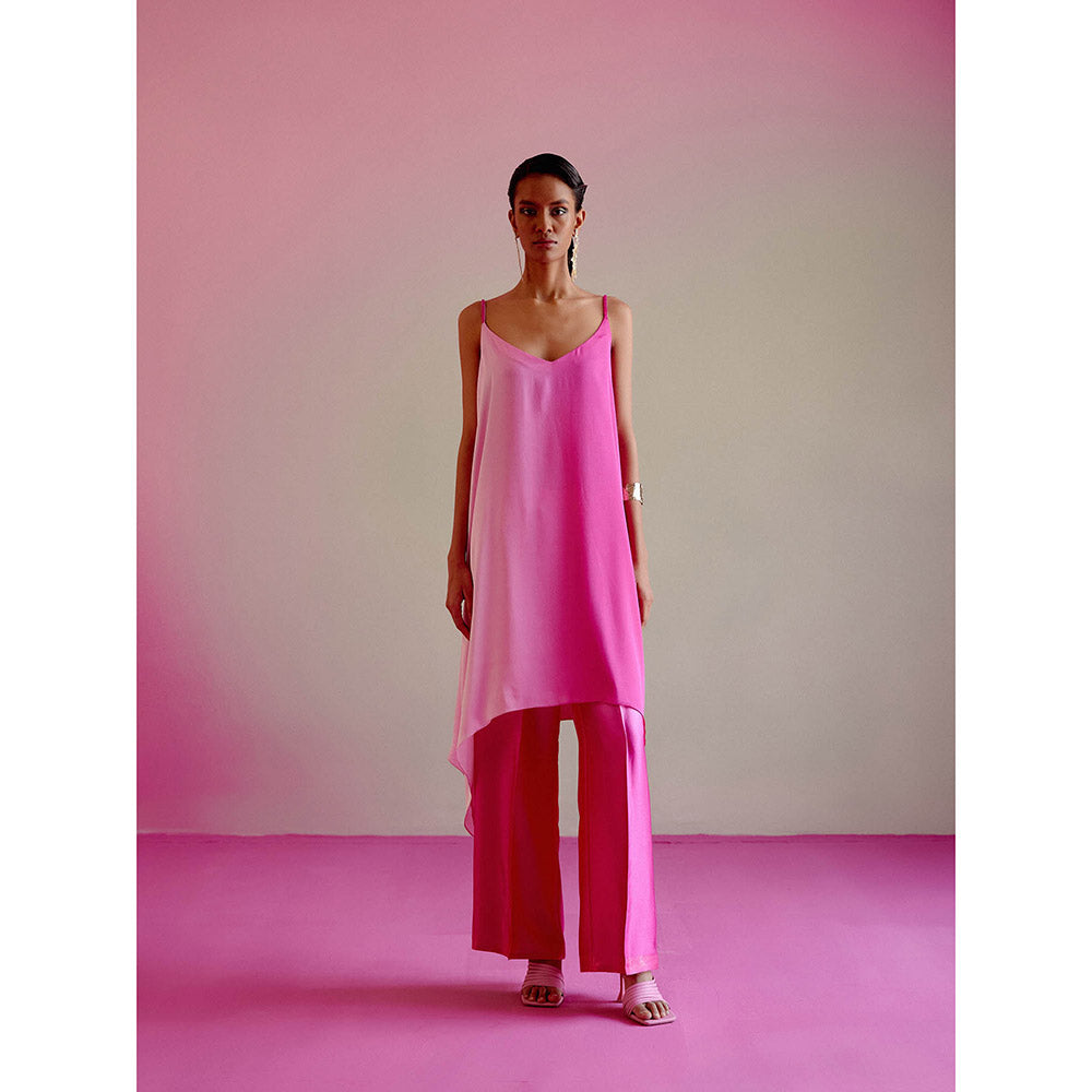 DRISHTI CHHABRAA Hot Pink Ombre Strappy Co-ord (Set of 2)